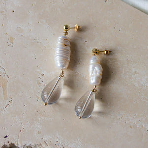 Dea Dia Pearl Crystal Drop Earrings
